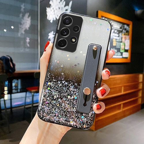 Handy Hülle Handyhüllen Für Samsung Galaxy S25 S23 S22 S21 FE S21 Ultra Plus A54 A32 Rückseite Vollschutz Mit Handgelenkschlaufe Bling Glitzer glänzend Silikon