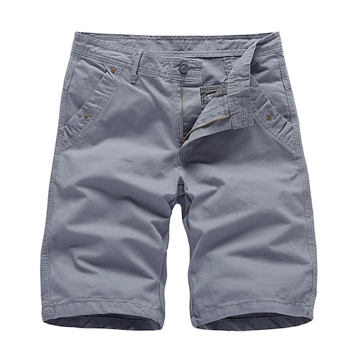 Herren Cargo Shorts Kurze Hosen Capri-Shorts Multi Pocket Glatt Komfort Draussen Wadenlänge Outdoor Täglich Ausgehen Modisch Strassenmode Schwarz Armeegrün Image