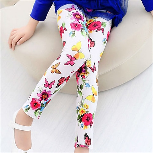 kinderkleidung Mädchen Gamaschen Herz Aktiv Outdoor Baumwolle 3-7 Jahre Herbst Blauer Schmetterling Weißer Schmetterling Rosa Schmetterling Image