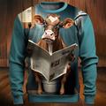 Graphic Lustig Herren Modisch 3D-Druck Pullover Sweatshirt Festtage Urlaub Ausgehen Sweatshirts Blau Orange Langarm Rundhalsausschnitt Bedruckt Frühling Herbst Designer Kapuzenpullover