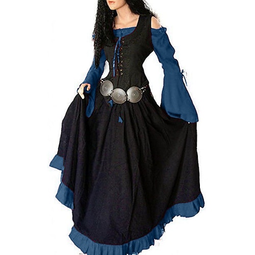 Mittelalterlich Renaissance Cocktailkleid Cosplay Kostüm Abschlussballkleider Wikinger Outlander Übergrössen Ranger Elfen Kostüm Damen Keltisch Halloween Karneval Maskerade Party LARP Image