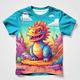 T-Shirt für Jungen, 3D-Cartoon-Dinosaurier, kurzärmelig, 3D-Druck, Sommer, aktiv, Sport, Mode, Polyester, Kinder 3–12 Jahre, Rundhalsausschnitt, Outdoor, lässig, täglich, normale Passform