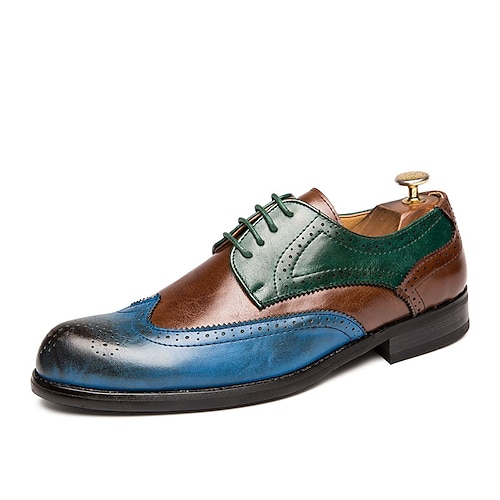 Herren Outdoor Derby-Schuhe Bullock Schuhe Wanderschuhe Brautkleider schlicht Weihnachten Täglich Leder Komfortabel Stiefeletten / Stiefeletten Halbschuhe Rote Blau Braun Frühling Herbst