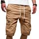 Herren Cargo Shorts Kurze Hosen Kordelzug Sportlich Multi Pocket Glatt Knielänge Baumwollmischung Strassenmode Punk Gothic Schwarz Weiß Mikro-elastisch