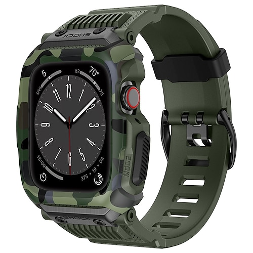 Militärischer Schutz Kompatibel mit Apple Watch Armband Verstellbar Atmungsaktiv Silikon Ersatzarmband für Series 6 / SE / 5/4 44mm Series 8/7 45mm Series 3/2/1 42mm Image