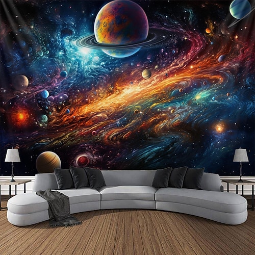 Universum Planet Landschaft Wandteppich Wanddekoration großer Wandteppich Wandbild Dekor Fotografie Hintergrund Decke Vorhang Home Schlafzimmer Wohnzimmer Dekoration Wandtuch XXL Natur Image