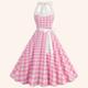 Retro Vintage 50er Jahre Kleid A-Linien Kleid Swing Kleid Midi Damen Neckholder Date Kleid