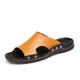 Herren Hausschuhe Flip-Flops Lederschuhe Ledersandalen Sandalen Wanderschuhe Brautkleider schlicht Täglich Strand Leder Atmungsaktiv Halbschuhe Dunkelbraun Schwarz Gelb Sommer