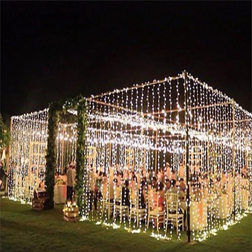 LED-Fenster-Vorhanglichter 3x3M 6x3M 600 LEDs Funkelsternlichter für Zuhause Garten Innen/Außen EU/US/UK-Stecker Image