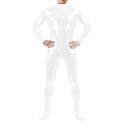 Glänzende Zentai-Anzüge Ganzkörperanzug Bodysuit Karnevalskostüm Ganzkörperanzug Herren Damen Sex Einfarbig Elasthan Latex Kostüm für Halloween Maskerade Erwachsene Image