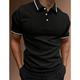 Herren Polos mit Knöpfen Poloshirt Casual Festtage Kargen Kurzarm Modisch Basic Glatt Klassisch Sommer Regular Fit Hellhimmelblau Schwarz Armeegrün Dunkelmarine Braun Grau Polos mit Knöpfen