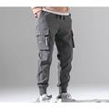 Herren Cargohose Cargohosen Cargohose Hose Hosen Abgeschnittene Hose Elastische Taille Multi Pocket Glatt Draussen Sport In voller Länge Casual Täglich Baumwolle Klassicher Stil Schwarz Grau