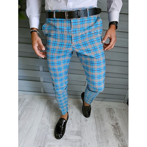 Herren Hose Hosen Chinesisch Chino Chino Hosen Bleistifthosen Karierte Anzughose Plaid Kariert Anti-Falten Geschäft Büroparty Klassisch Smart Casual 1 3 Image