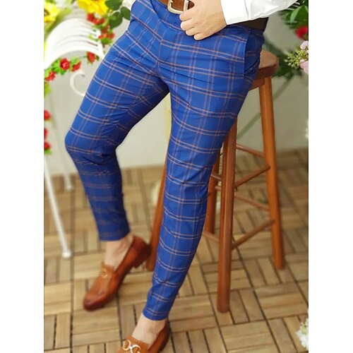 Herren Hose Hosen Chinesisch Chino Chino Hosen Bleistifthosen Karierte Anzughose Plaid Kariert Anti-Falten Geschäft Büroparty Klassisch Smart Casual 1 3 Image