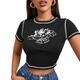 Frauen-T-Shirt Crop Top T-Shirt Y2K-Stil Muster Streetstyle-Top für Erwachsene e Mädchen Grafikdruck T-Shirt Kawaii Kurzarm U-Ausschnitt T-Shirt Top Mädchen Sommerkleidung