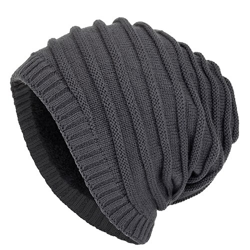 Herren Beanie Mütze Wintermützen Cap Flügelärmel Bündchen stricken Schwarz Wein Acrylfasern Strick Vlies Modisch Traditionell-Klassisch Outdoorbekleidung Casual Glatt Warm Image