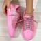 Damen Sneaker Flache Schuhe Rosa Schuhe Übergrössen Fantasy-Schuhe Party Täglich Einfarbig Schnürung Flacher Absatz Runde Zehe Mode Lässig PU Schwarz Rosa Rosenrot