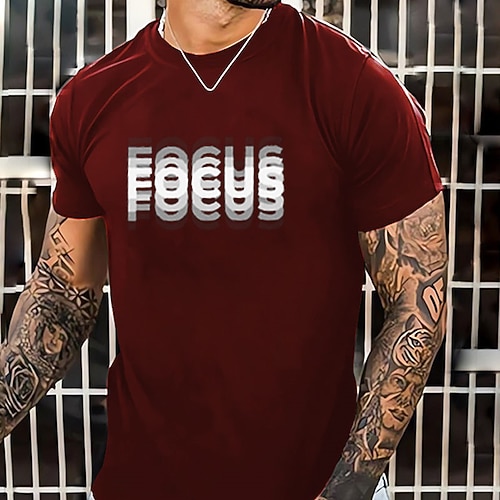 Herren Optische Täuschung Buchstabe Grafikdrucke T Shirt Grafischen T-Shirt Lässiger Stil Klassicher Stil Kurzarm T-Shirt Rundhalsausschnitt Hemd Lässig Outdoor Straße Täglich Schwarz Weiß Wein Sommer Image