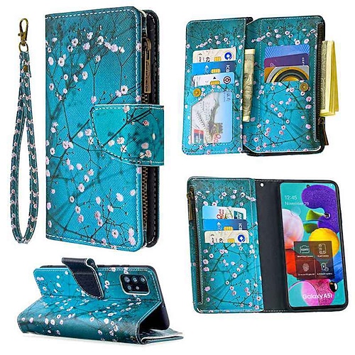 Handy Hülle Handyhüllen Für Samsung Galaxy S26 Ultra Plus S25 S24 S23 S22 S21 FE S21 Ultra Plus A34 A54 A73 Brieftaschenhülle Muster mit Handyband Magnetischer Flip Blume PU-Leder