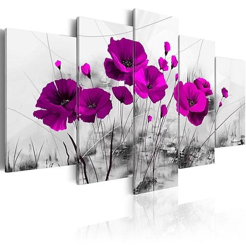 5 Panels Drucke Gemälde Kunstwerk Bild dreifarbige Blumen abstrakte Heimdekoration Dekor gerollte Leinwand ungerahmt ungedehnt Image