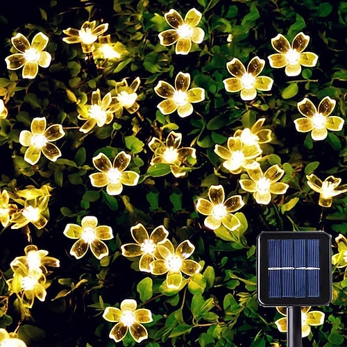 1/2pcs Solar-Blumen-Lichterketten im Freien 6,5 m 30 LEDs Kirschblüten-Lichterkette wasserdicht 8 Modi für Garten Terrasse Frühlingsdekoration Hof Rasen Weihnachtsbaum Urlaubsparty warmweiß bunt weiß Image