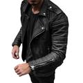 Herren Lederjacke Kunstlederjacke Motorrad Jacke Motorradjacke Strasse Casual warm Windundurchlässig Kunstpelzbesatz Herbst Einfarbig Punk Mode Kargen Regulär Standard Kunstpelz Kunstleder Schlank