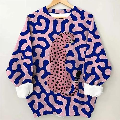 Damen Sweatshirt Pullover Grafik Casual Sport Aktiv Sportbekleidung Rundhals Langarm Top Mikroelastisch Herbstamp;Winterkomfort, atmungsaktives, weiches Gewebe