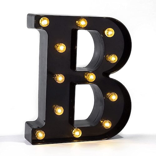 LED-Buchstaben leuchtet 26 Alphabet Arabische batteriebetriebene schwarze dekorative Festzeltlampen für Veranstaltungen, Hochzeitsfeier, Geburtstag, Hausbar (kühles Schwarz), neu gestaltet Image