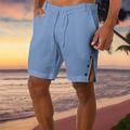 Herren Shorts Kurze Hosen Leinenshorts Kurze Hosen Sommer-Shorts Strandshorts Kurze Hosen Tasche Kordelzug Gerade geschnitten Glatt Komfort Atmungsaktiv Kurz Casual Täglich Festtage Leinen / Baumwoll