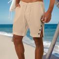 Herren Shorts Kurze Hosen Leinenshorts Kurze Hosen Sommer-Shorts Strandshorts Kurze Hosen Tasche Kordelzug Gerade geschnitten Glatt Komfort Atmungsaktiv Kurz Casual Täglich Festtage Leinen / Baumwoll