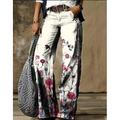 Damenmode Culottes Jeans mit weitem Bein Breites Bein Seitentaschen Aufdruck Hosen in voller Länge Lässiges Wochenende Mikroelastisch Schmetterling Batik Komfort Lose Aprikose 2xl