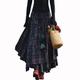 Damen Rock Schaukel Langer Rock Maxi Röcke Rüschen Gefaltet Layer-Look Plaid Party Halloween Herbst Winter Polyester Modisch Grün