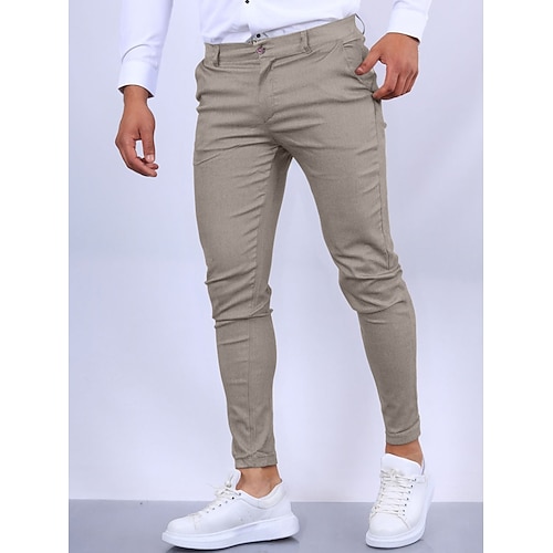 Herren Hose Hosen Chinesisch Chino Chino Hosen Tasche Glatt Komfort Atmungsaktiv Outdoor Täglich Ausgehen Modisch Strassenmode Schwarz Orange Image