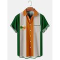 St. Patrick's Day Herrenhemd Sommer Hawaiihemd Cartoon gestreift Saint Patrick Day St. Patrick's Day Clover Turndown Schwarz Weiß Gelb Wein Armeegrün Outdoor Street Kurzarm Button-Down