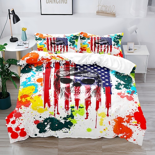 3D-Street-Art-Graffiti-Serie-Druck, Bettbezug, Bettwäsche-Sets, Bettdeckenbezug mit 1 bedruckter Bettbezug oder Bettdecke, 2 Kissenbezüge für Doppelbett/Queen/King Image