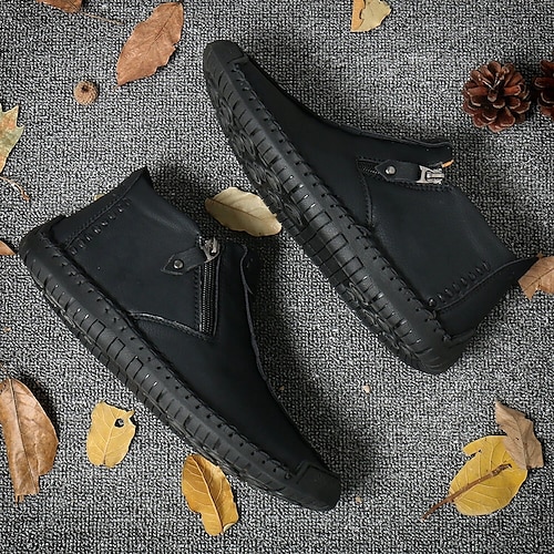 Herren Schuhe Stiefel Loafer Slip On Retro Penny Loafers Handgefertigte Schuhe Komfort Schuhe Wanderschuhe Brautkleider schlicht Täglich Elastisches Gewebe Atmungsaktiv Stiefeletten / Stiefeletten