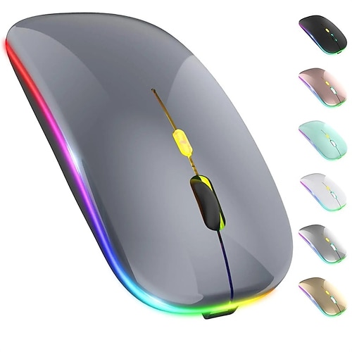 LED-Funkmaus Slim Silent Mouse 2,4 g tragbare mobile optische Office-Maus mit USB- und Typ-C-Empfänger 3 einstellbare dpi-Stufen für Laptop PC Notebook Macbook Image