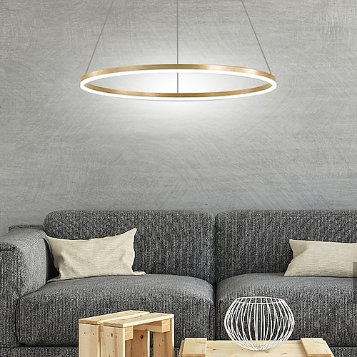 LED Pendelleuchte 40/60/80cm 1-flammig Ring Kreis Design dimmbar Aluminium lackierte Oberflächen luxuriöser moderner Stil Esszimmer Schlafzimmer Pendelleuchten 110-240V nur mit Fernbedienung dimmbar Image