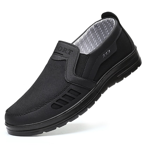 Herren Loafer Slip On Komfort-Müßiggänger Übergrössen Loafer aus Stoff Komfort Schuhe Vintage Klassisch Brautkleider schlicht Outdoor Täglich Leinwand Halbschuhe Schwarz Braun Grau Farbblock Image