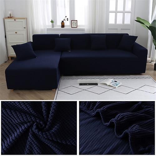 Stretch-Sofabezug, Schonbezug, Jacquard, elastisch, Sofagarnitur, Sessel, Zweisitzer, 4- oder 4- oder 3-Sitzer, Burgunderrot, L-Form, Weiß, Grau, Schwarz, einfarbig, weich, strapazierfähig, waschbar Image