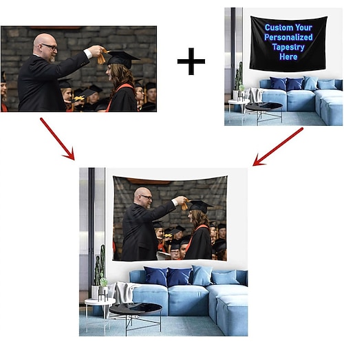 Individualisierter Wandteppich mit Ihrem Foto Beste Abschlussgeschenk Wanddeko Fotohintergrund Zuhause Schlafzimmer Wohnzimmer (Vorschlag Fotoauflösung 3Mo oder höher) Personalisierte Geschenke Image