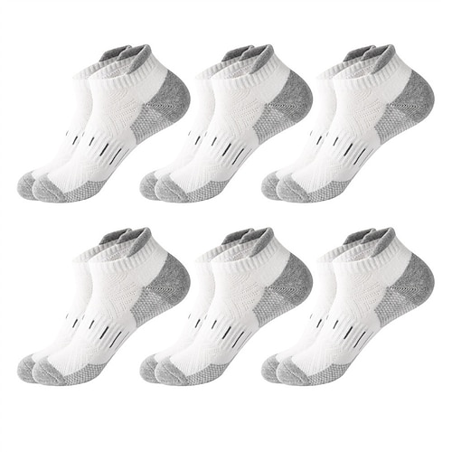 Herren 6er Pack Mehrfachpackungen Socken Ankle Socken Niedrig geschnittene Socken Laufsport Socken Freizeitsocken Schwarz Weiß Farbe Farbblock Sport Natur Casual Täglich Grundlegend Mittel Frühling Image