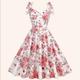 Retro Vintage 1950s Rockabilly Kleid A-Linie Kleid Swing-Kleid Damen Blumen Halloween Freizeitskleidung Kleid