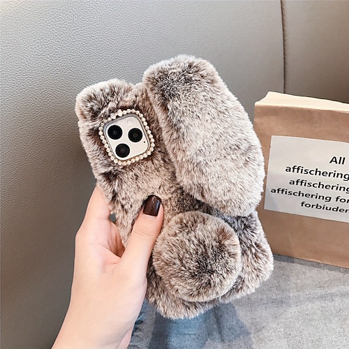 Handy Hülle Handyhüllen Für iPhone 16 15 14 Pro Max Plus 16e 13 12 11 Pro Max Mini Rückseite für Frauen Mädchen Warm Stoßfest Kaninchen Textil TPU Image