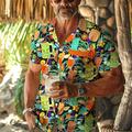 Tiki-Drinks, tropisches Herren-Resort, Hawaii-Hemd mit 3D-Druck, Knopfleiste, kurze Ärmel, Sommer-Strand-Hemd, Urlaub, Alltagskleidung, S bis 3XL