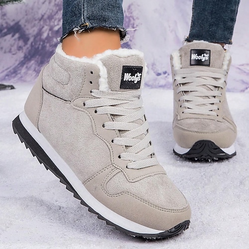 Damen Winter-Sneaker aus Wildlederimitat mit Plüschfutter – lässige, warme Schnürschuhe für kaltes Wetter Image