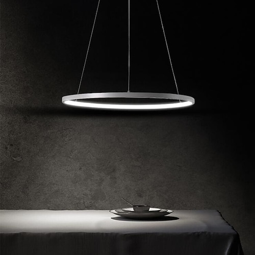 LED-Pendelleuchte mit einem Licht, 40 cm, 60 cm, 80 cm, Aluminium, Acryl, rund, gold-, weiß- oder schwarzlackiert, dimmbar, für moderne, schlichte Wohnräume, Küche, Schlafzimmer, 25 W, 38 W, 50 W, dimmbar mit Fernbedienung Image