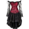 Retro Vintage Sexy Rokoko Punk Gothic Renaissance Kleid Überbrust Korsett Vollbusig Bodyshaper Kurz / Mini Damen Spitze Schulterfrei Jacquard Halloween Party / Abend Abiball oben