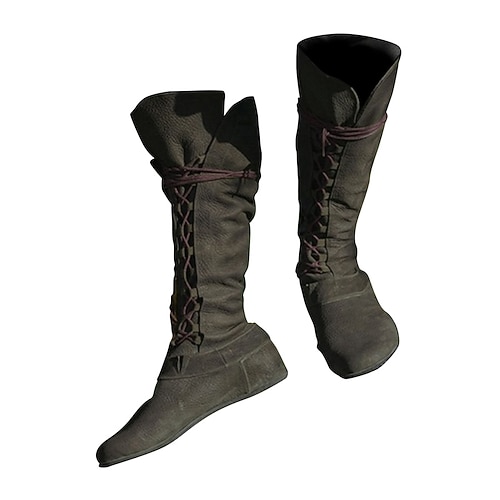 Vintage Mittelalterlich Renaissance Flache Jazzstiefel Pirat Wikinger Ranger Bogenschießen Kostüm Herren Damen Unisex Halloween Karneval Party Alltagstauglich LARP Erwachsene Schuhe Ganzjahres