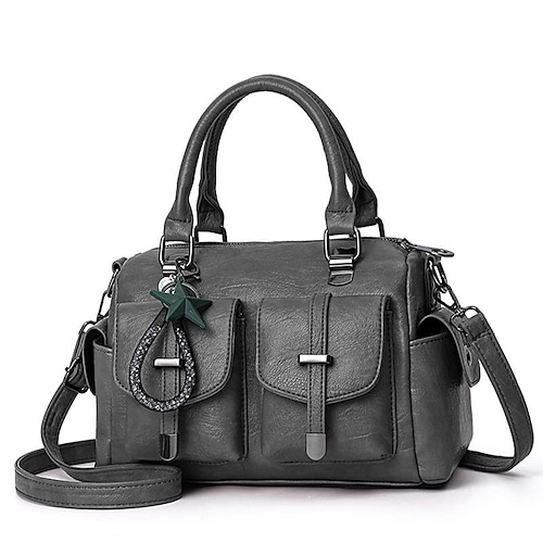 Blaue Handtasche aus Kunstleder für Damen – stilvolle Umhängetasche mit großem Fassungsvermögen und Taschen für Arbeit und Reisen